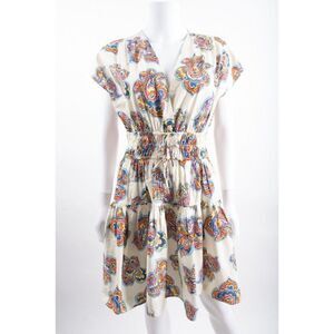 Derek Lam 10 Crosby Womens Tora Mini Dress Ivory Multi Floral Tiered Skirt NWT